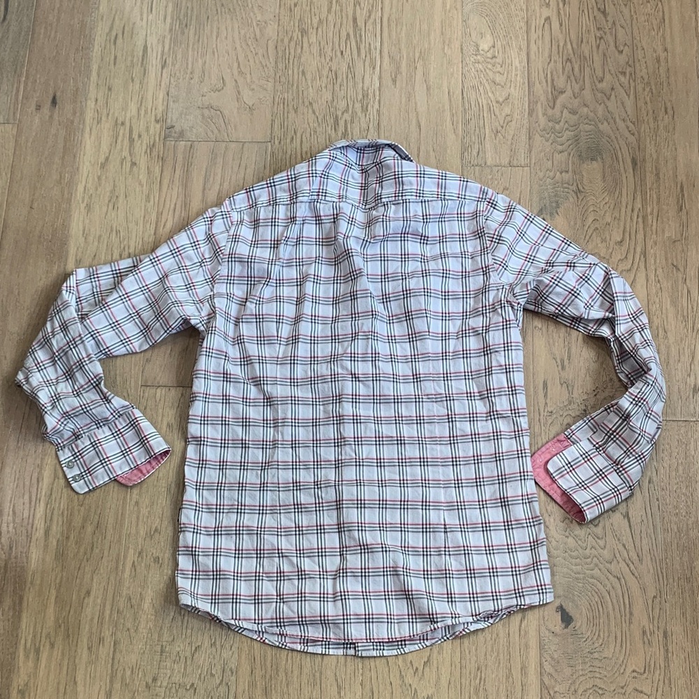 Hugo Boss Pink and White Plaid Button-Down Shirt Regular Fit Size Small - Picture 10 of 10